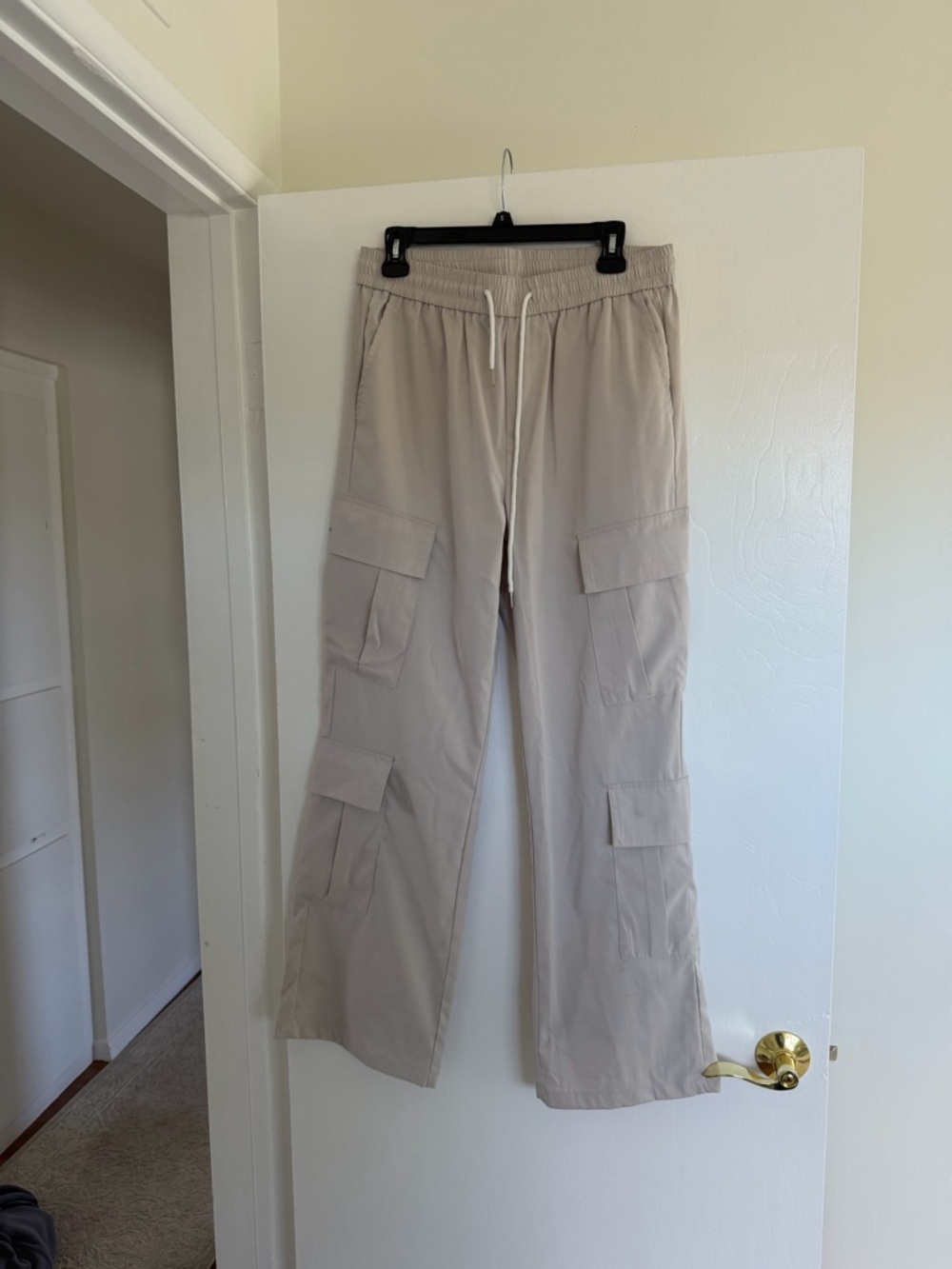 Men's Light Beige Cargo Drawstring Pants